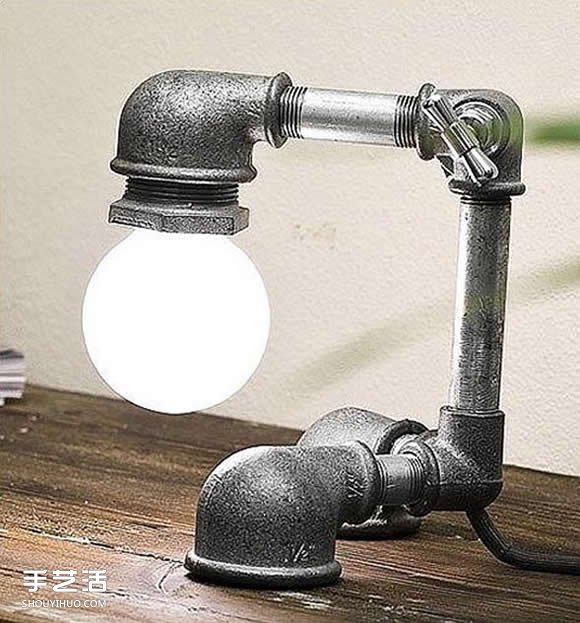 金屬管道材料DIY制作個性臺燈的作品圖片 -  rpnrmr.com