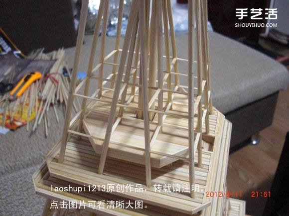 筷子和竹簽制作埃菲爾鐵塔模型的詳細(xì)圖解教程 -  rpnrmr.com