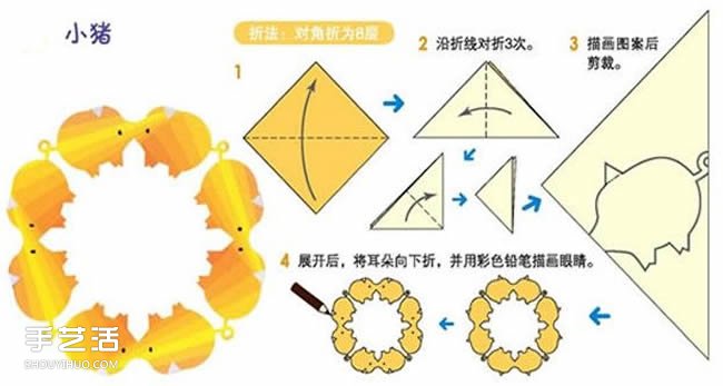 幼兒小豬窗花剪紙方法 剪紙小豬窗花折法和剪法 -  rpnrmr.com