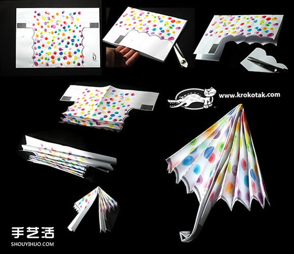 兒童折紙彩色雨傘圖解 再手工制作漂亮的畫(huà)作 -  rpnrmr.com