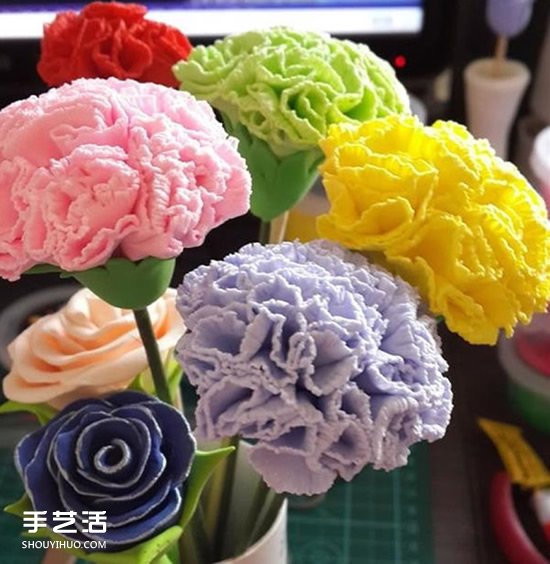 母親節(jié)康乃馨花制作 橡皮泥做康乃馨的教程 -  rpnrmr.com
