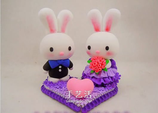 婚禮用情侶兔子擺件DIY 結(jié)婚兔子手工制作教程 -  rpnrmr.com