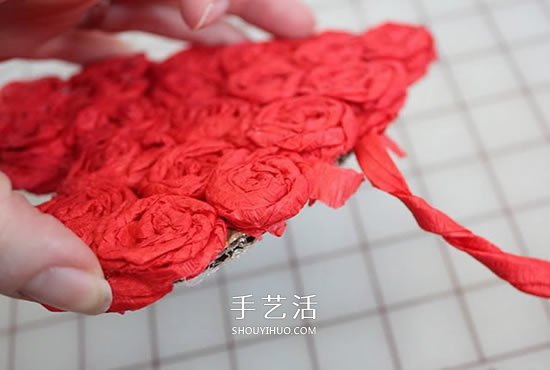 皺紋紙玫瑰花掛飾DIY 婚禮情人節(jié)愛心裝飾制作 -  rpnrmr.com