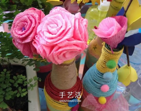 手工皺紋紙玫瑰花做法 玫瑰花皺紋紙花的折法 -  rpnrmr.com