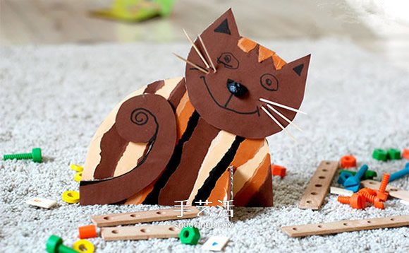 幼兒園手工制作貓咪 硬紙板小貓的做法圖解 -  rpnrmr.com