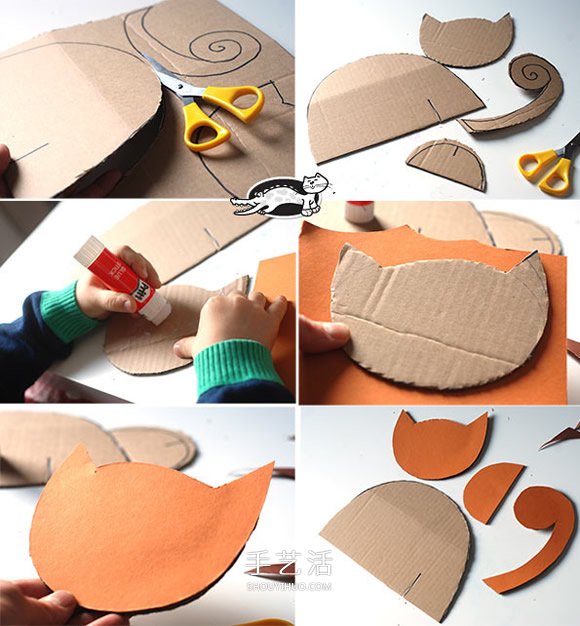 幼兒園手工制作貓咪 硬紙板小貓的做法圖解 -  rpnrmr.com