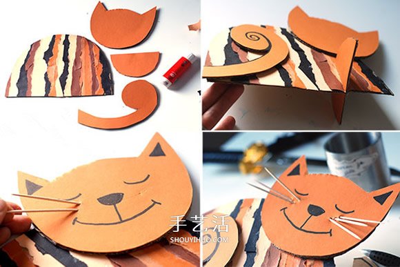 幼兒園手工制作貓咪 硬紙板小貓的做法圖解 -  rpnrmr.com