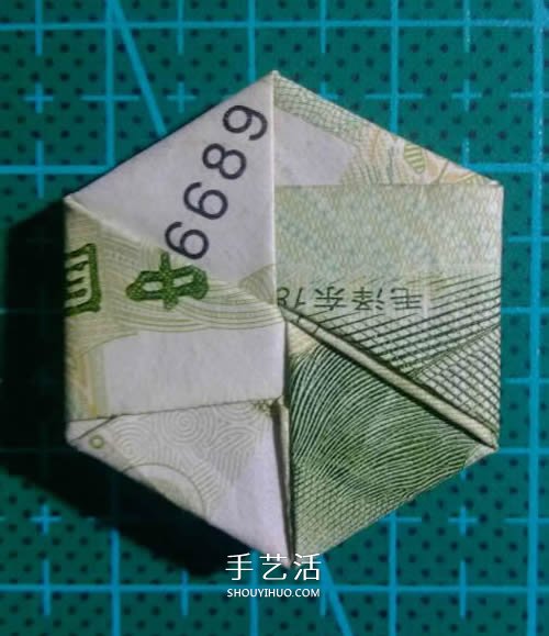 六角徽章的折法圖解 一元紙幣折紙六角徽章 -  rpnrmr.com