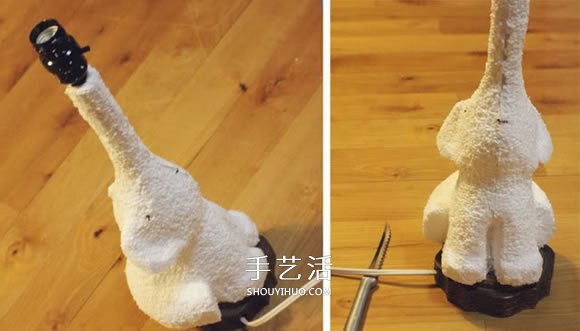 小象臺(tái)燈燈座制作方法 泡沫板石膏模DIY小象燈座 -  rpnrmr.com