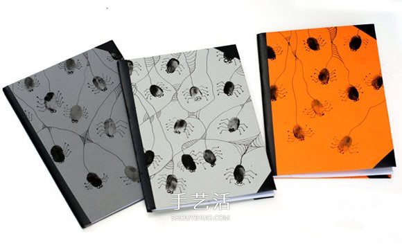 手指畫(huà)蜘蛛的方法 DIY制作萬(wàn)圣節(jié)風(fēng)格書(shū)皮 -  rpnrmr.com