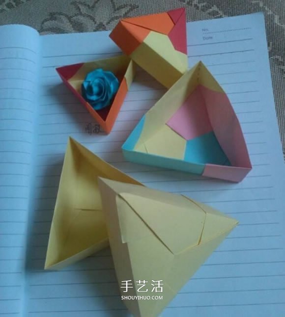 三角形紙盒折法帶蓋 折紙三角盒子圖解教程 -  rpnrmr.com