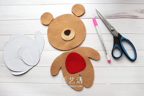 不織布新年小熊制作 超萌小熊布偶DIY圖解 -  rpnrmr.com
