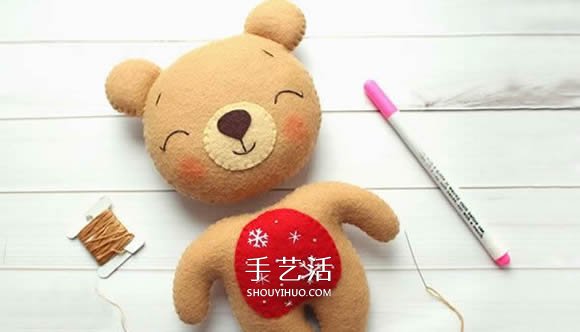 不織布新年小熊制作 超萌小熊布偶DIY圖解 -  rpnrmr.com