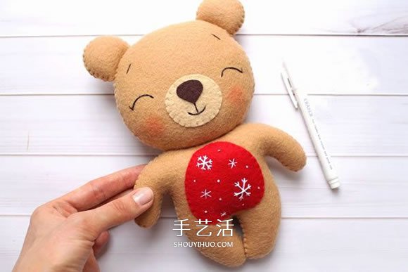 不織布新年小熊制作 超萌小熊布偶DIY圖解 -  rpnrmr.com