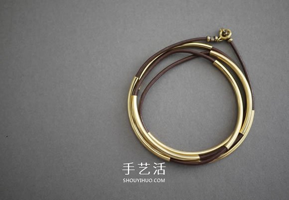 管珠皮繩手鏈編織圖解 時(shí)尚穩(wěn)重手鏈的編法 -  rpnrmr.com