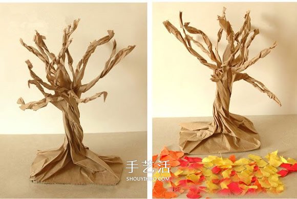 牛皮紙袋做立體大樹 幼兒園大樹的制作方法 -  rpnrmr.com