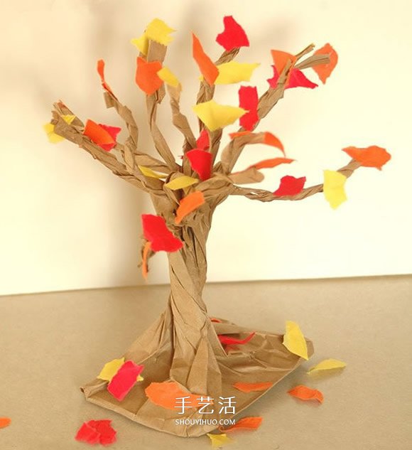 牛皮紙袋做立體大樹 幼兒園大樹的制作方法 -  rpnrmr.com