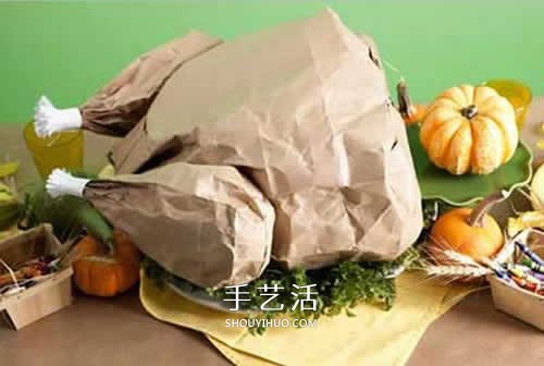 牛皮紙袋制作火雞模型 簡單感恩節(jié)紙火雞做法 -  rpnrmr.com