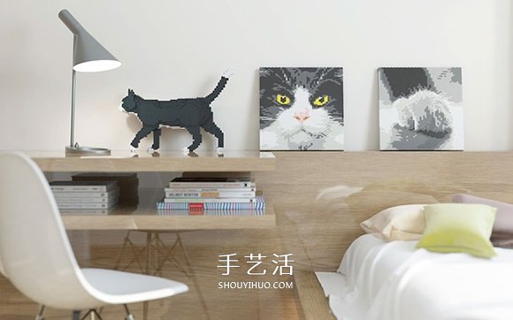 用迷你樂(lè)高積木DIY立體貓咪模型的作品圖片 -  rpnrmr.com