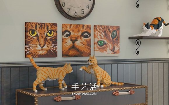 用迷你樂(lè)高積木DIY立體貓咪模型的作品圖片 -  rpnrmr.com