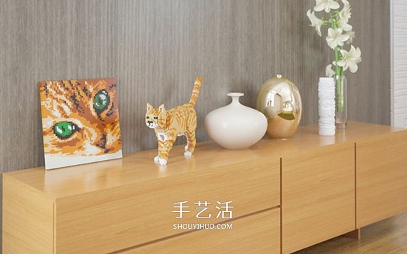 用迷你樂(lè)高積木DIY立體貓咪模型的作品圖片 -  rpnrmr.com