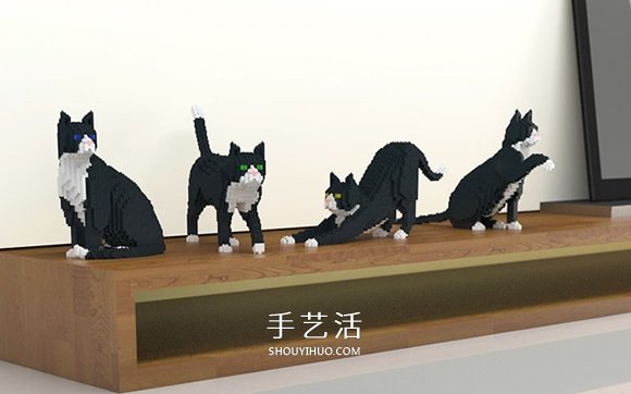 用迷你樂(lè)高積木DIY立體貓咪模型的作品圖片 -  rpnrmr.com