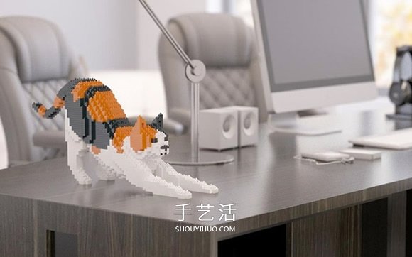用迷你樂(lè)高積木DIY立體貓咪模型的作品圖片 -  rpnrmr.com