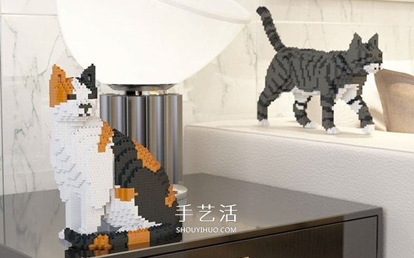 用迷你樂(lè)高積木DIY立體貓咪模型的作品圖片 -  rpnrmr.com