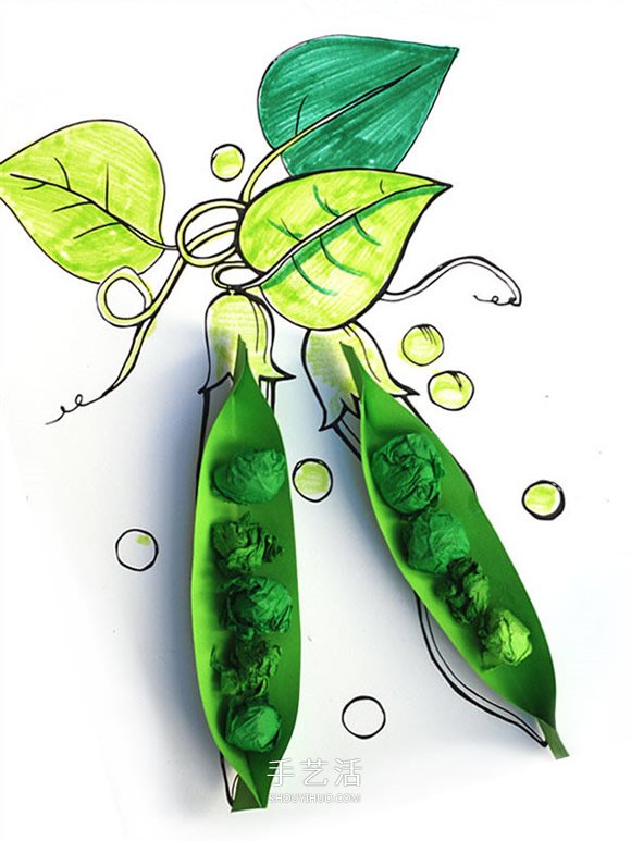 幼兒小手工制作圖解 用紙做可愛的豌豆莢做法 -  rpnrmr.com