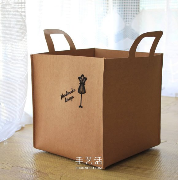 水洗牛皮紙DIY手工制作四方形雜物籃的教程 -  rpnrmr.com