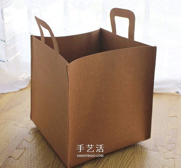 水洗牛皮紙DIY手工制作四方形雜物籃的教程 -  rpnrmr.com