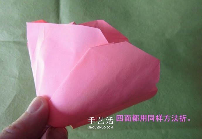 酒杯玫瑰的折法圖解 手工折紙酒杯玫瑰過程 -  rpnrmr.com