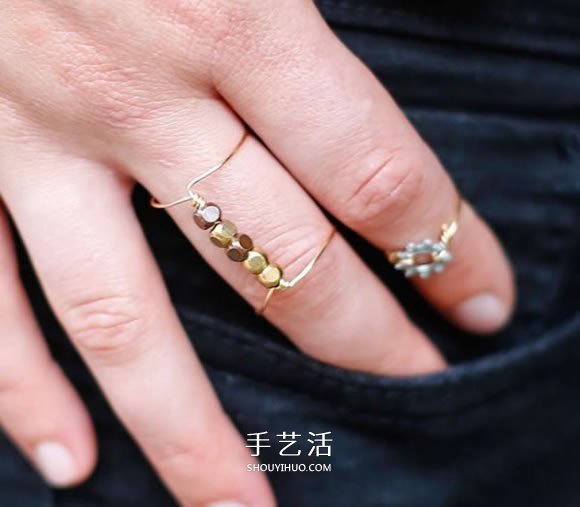 簡易雙環(huán)戒指的做法 DIY金屬絲串珠戒指圖解 -  rpnrmr.com