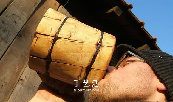 原木制作粗獷啤酒杯 自制大號啤酒杯的過程 -  rpnrmr.com