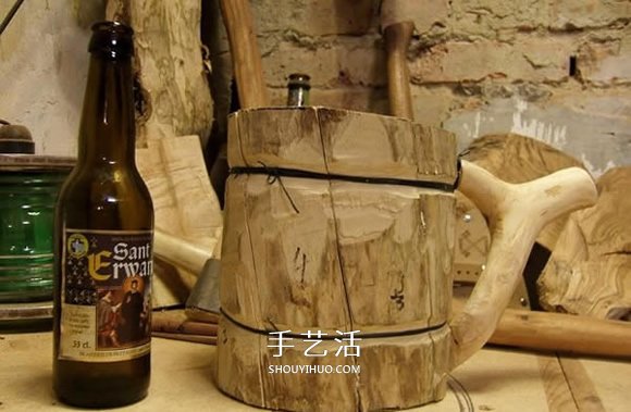 原木制作粗獷啤酒杯 自制大號啤酒杯的過程 -  rpnrmr.com
