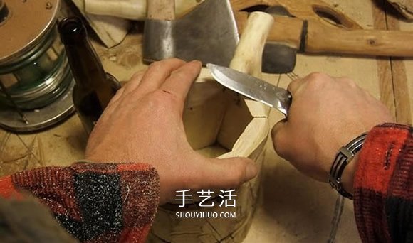 原木制作粗獷啤酒杯 自制大號啤酒杯的過程 -  rpnrmr.com