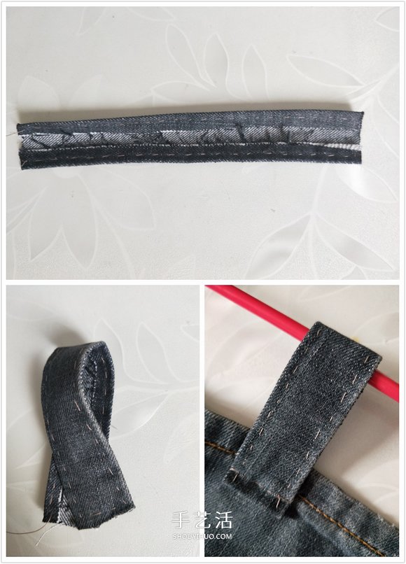 廢舊牛仔褲DIY制作壁掛收納袋的方法圖解 -  rpnrmr.com