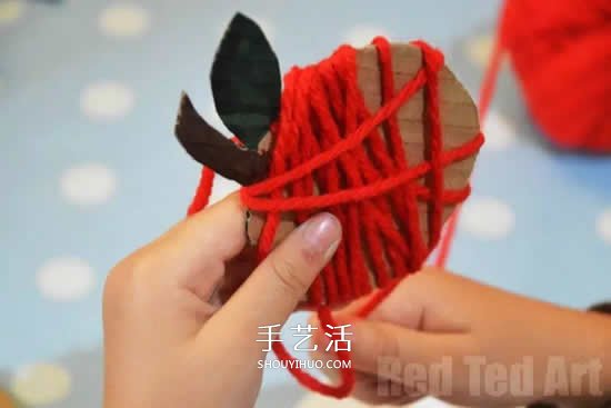 幼兒園蘋果手工制作 硬紙板和毛線做蘋果方法 -  rpnrmr.com
