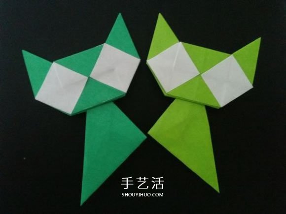 手工小貓的折紙步驟圖 可愛小貓的折法圖解 -  rpnrmr.com