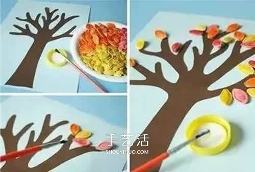 南瓜籽手工制作大樹 幼兒園簡單大樹拼貼畫 -  rpnrmr.com