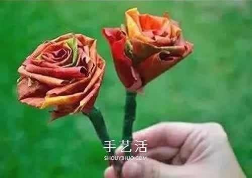 落葉制作玫瑰花圖解 楓葉玫瑰花的做法步驟 -  rpnrmr.com