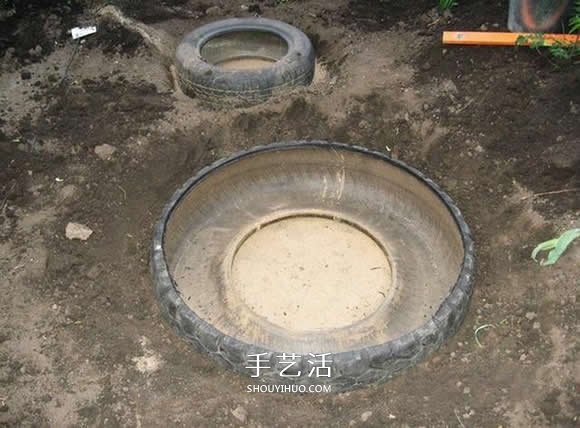 輪胎廢物利用DIY池子 用廢舊輪胎制作池塘 -  rpnrmr.com