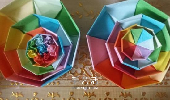 八角形紙盒的折法圖解 手工折紙彩虹盒子步驟 -  rpnrmr.com