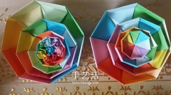 八角形紙盒的折法圖解 手工折紙彩虹盒子步驟 -  rpnrmr.com