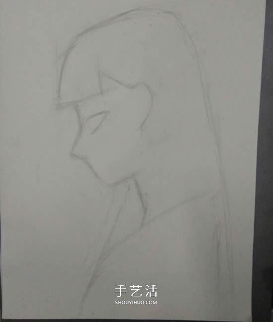 卡通女生鉛筆畫畫法 側(cè)臉長發(fā)女生的素描教程 -  rpnrmr.com
