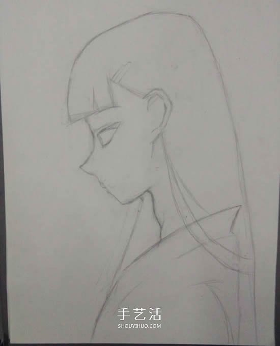 卡通女生鉛筆畫畫法 側(cè)臉長發(fā)女生的素描教程 -  rpnrmr.com