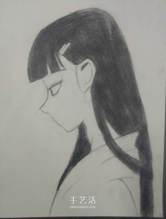 卡通女生鉛筆畫畫法 側(cè)臉長發(fā)女生的素描教程 -  rpnrmr.com