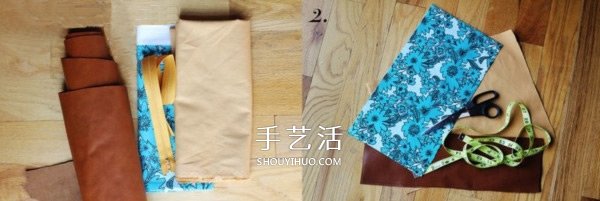 不織布和皮革的拼接手拿包手工制作圖解教程 -  rpnrmr.com
