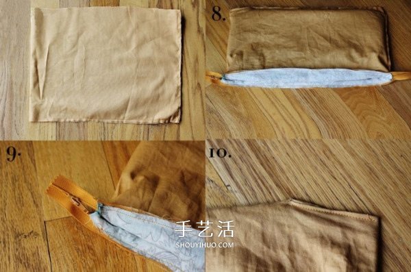 不織布和皮革的拼接手拿包手工制作圖解教程 -  rpnrmr.com