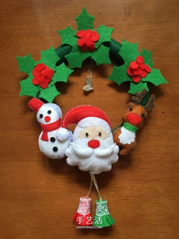 不織布圣誕花環(huán)制作 手工布藝圣誕花環(huán)的做法 -  rpnrmr.com
